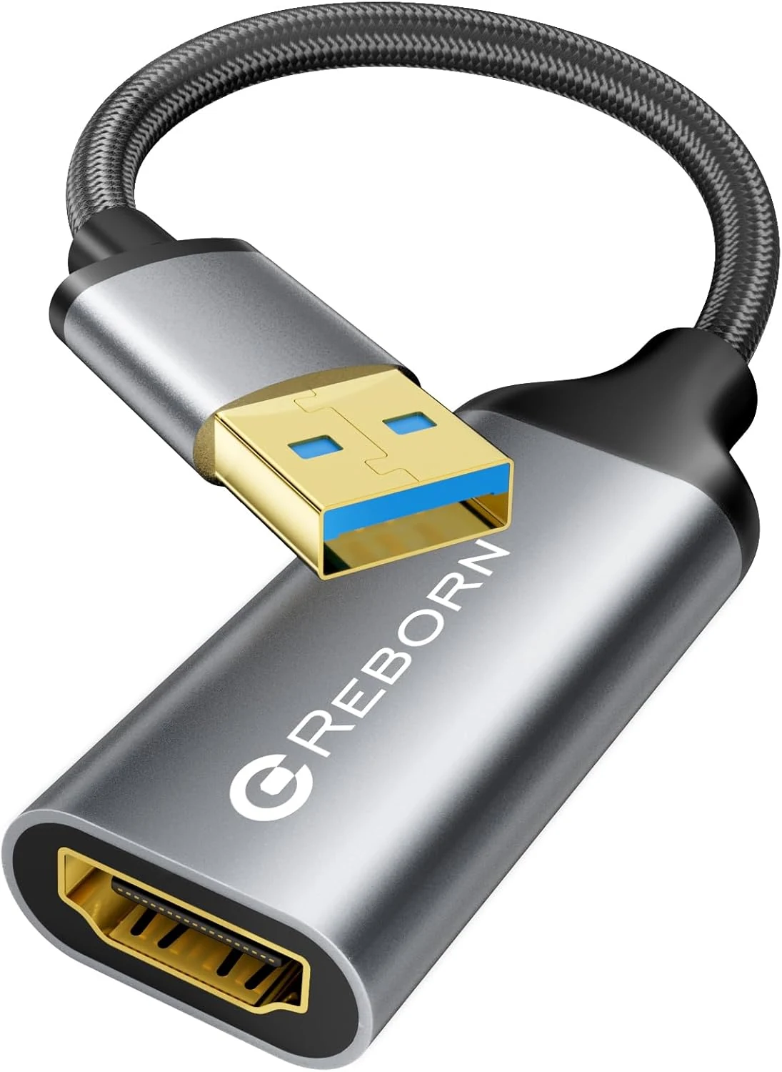 Reborn USB to HDMI Adapter, 1080P@60Hz USB 3.0 Male to HDMI Female Multi-Display Cable Converter