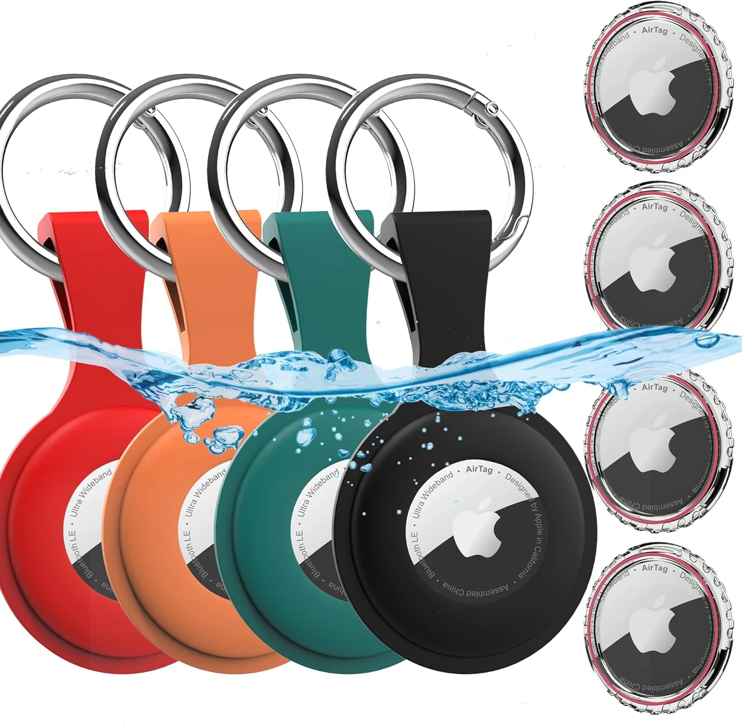 4 Pack AirTag Holder with Keychain AirTag case with Anti-Lost keychain