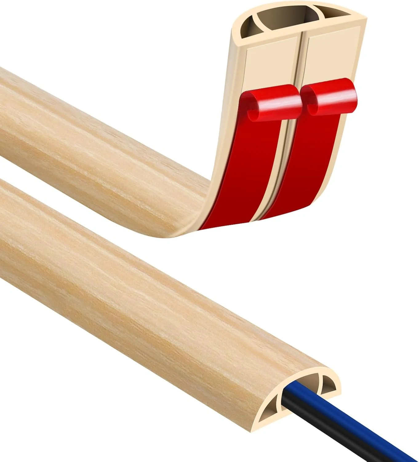 Floor Cord Covers for Wires 10FT Cable Hider Wire Cover Self Adhesive Cord Hider Floor for Offices, Homes, Workshops, Warehouses Cable Cavity 0.39" W x 0.27" H