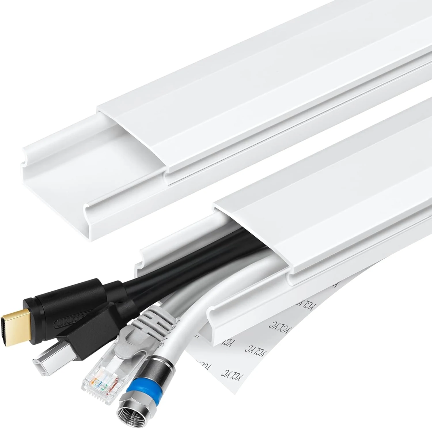 TV Cable Hider - 62.8in PVC Cord Hider Cable Management Wall, Paintable Cord Concealer for Wall Mounted TV, Cables Raceway White Wire Hider, Wall Wire Covers for Cords, 4* L15.7in *W1.2in *H0.59in