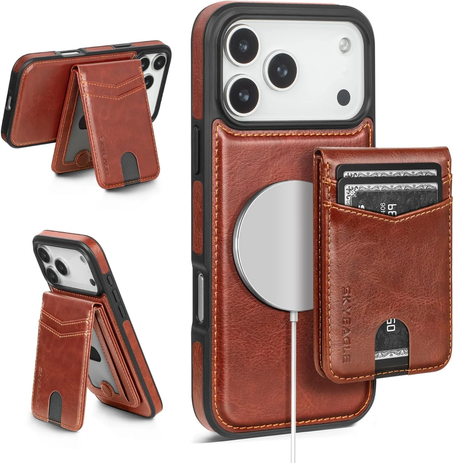 SkyEagle Compatible with Magsafe 2 in 1 Detachable iPhone 17 Pro Max Wallet Case