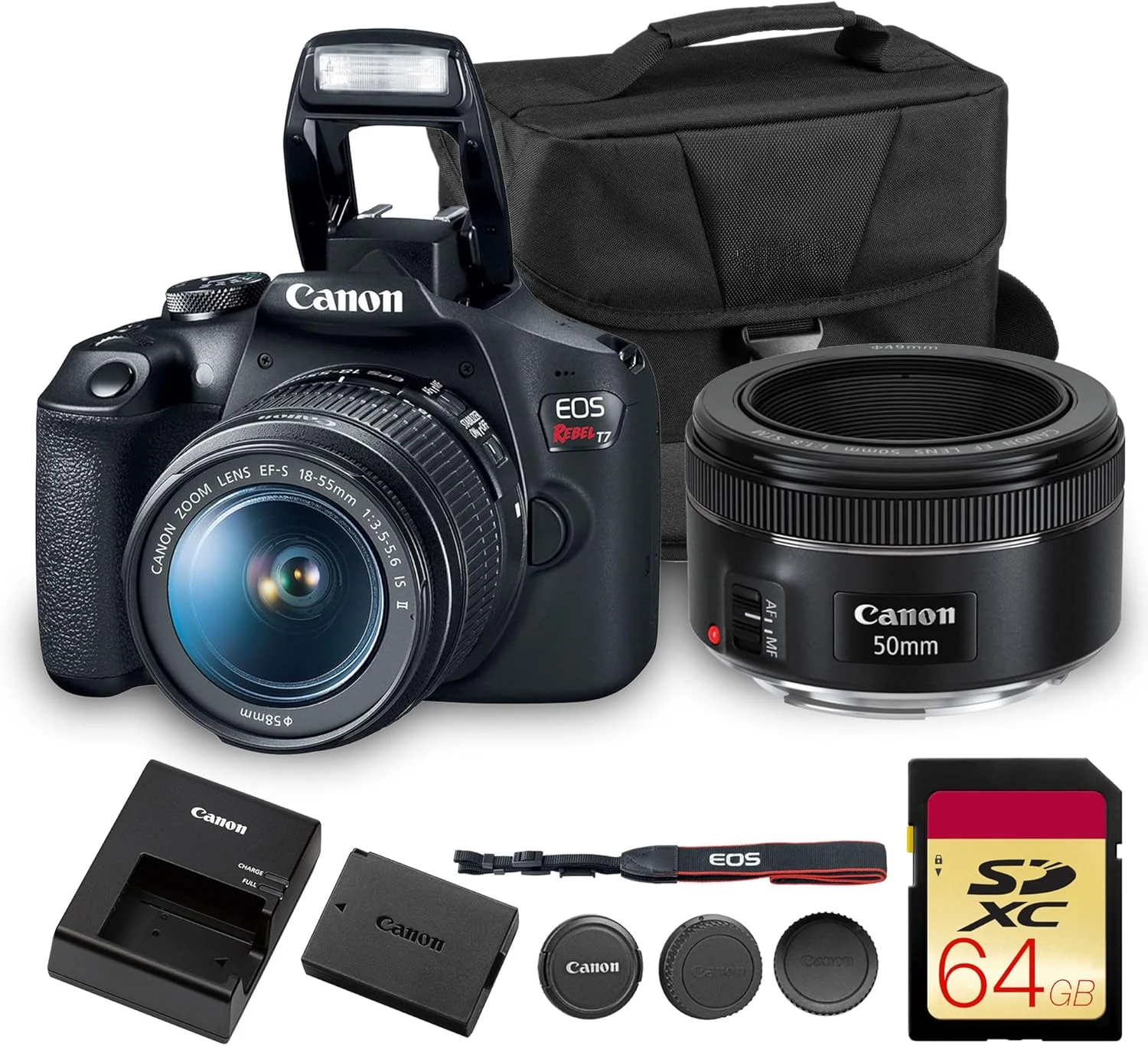 Canon EOS Rebel T7 DSLR Camera Kit (24.1MP, EF-S 18-55mm + 50mm f/1.8)