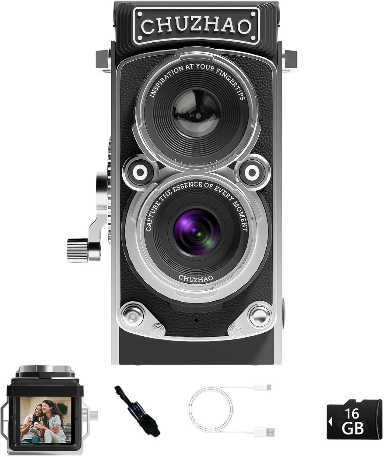 CHUZHAO Vintage Mini Digital Camera, Portable TLR Style Retro Point review