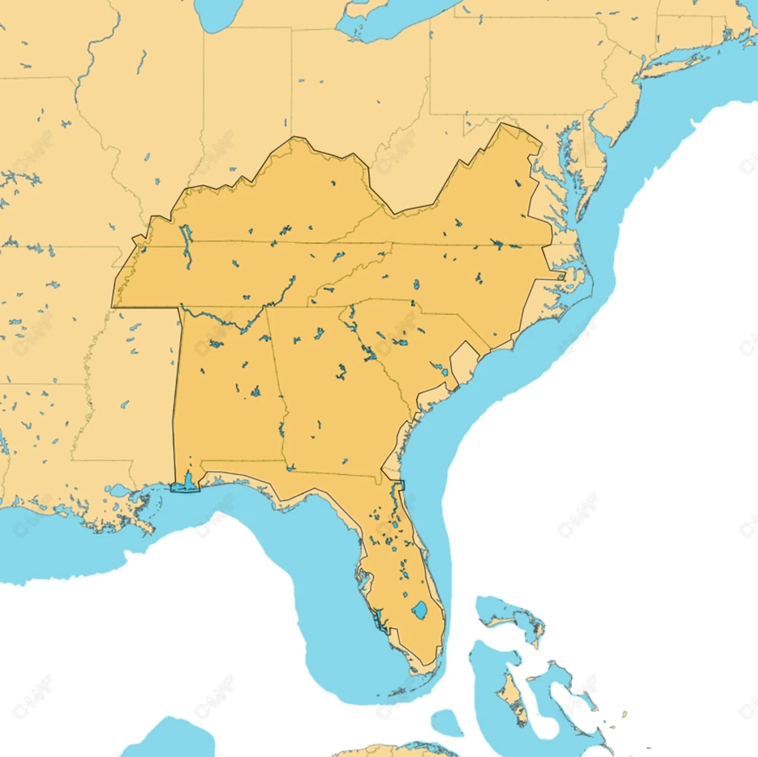 C-MAP Reveal - US Lakes South East, Map Card for Marine GPS chartplotters