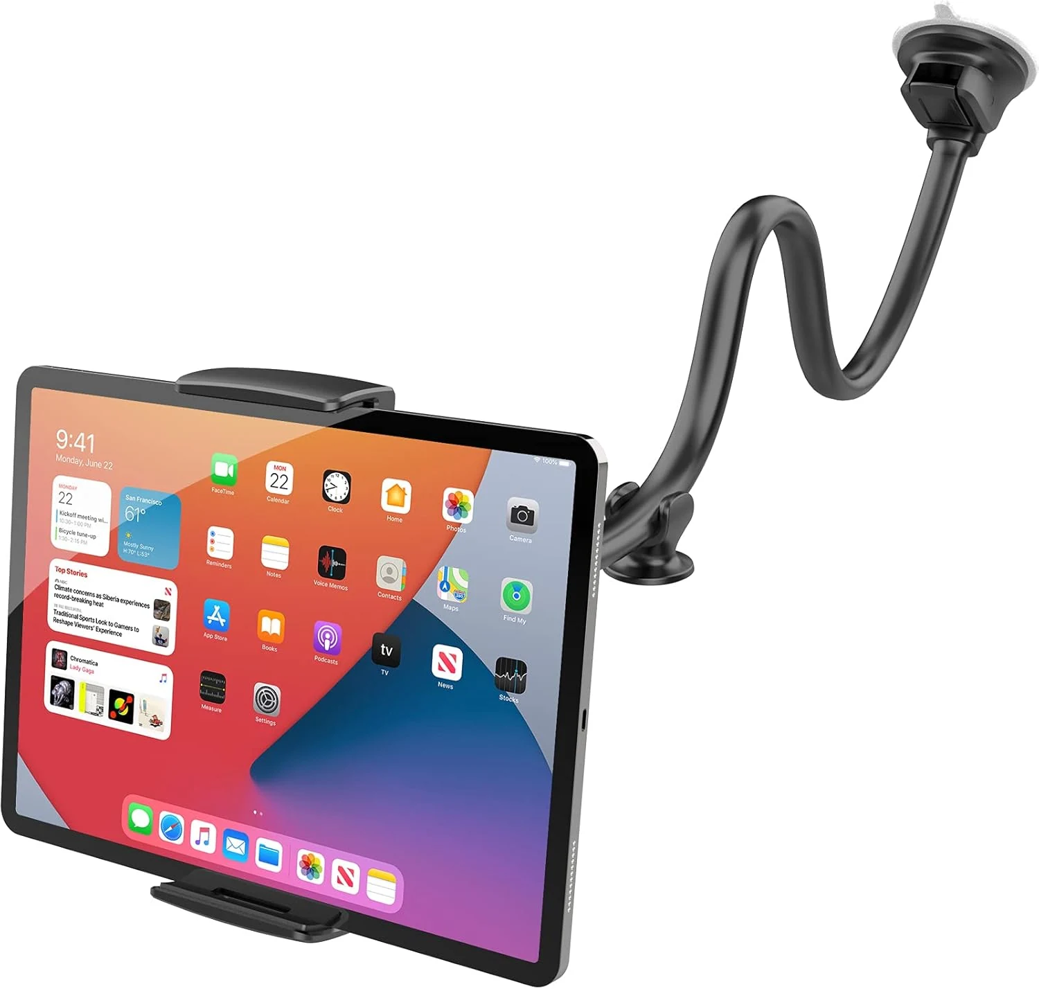 APPS2Car Tablet Car Mount for iPad Truck Holder Long Arm Extension Strong Suction Cup Windshield Mount