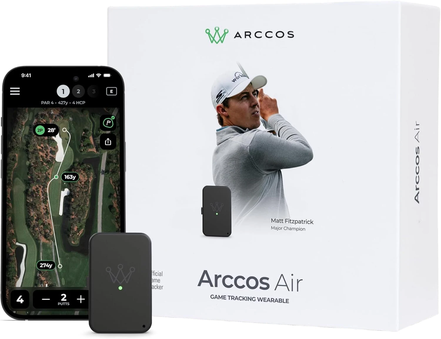 Arccos Air – Automatic Golf Game Tracking System with AI GPS Rangefinder & Strokes Gained Analytics (No Club Sensors Required, Free First Year Membership)