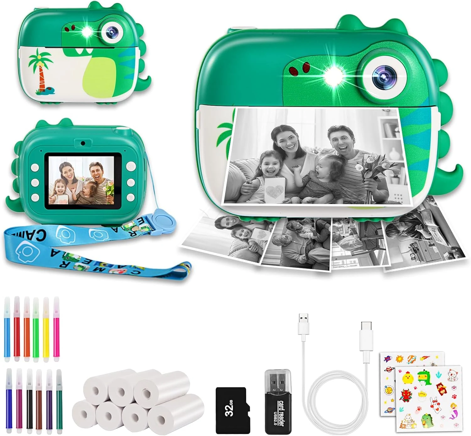 ARNSSIEN Kids Camera Instant Print with 7 Rolls Paper, 2.4" Screen Instant Camera (M3)