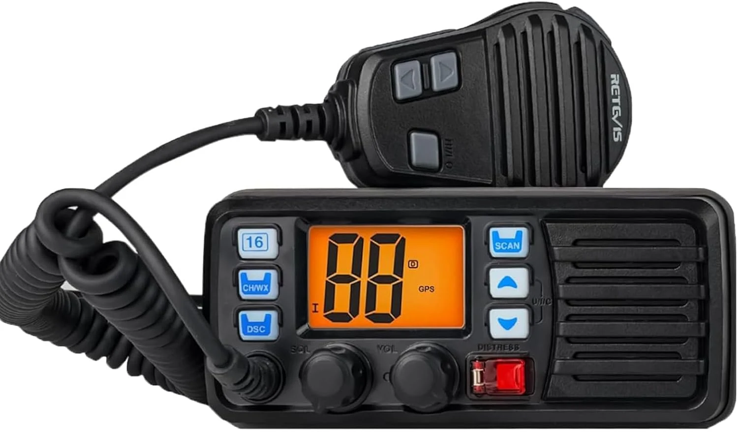 Retevis RM20 Marine VHF Radio Fixed Mount, 25W, Boat Marine Radio with Built in GPS, DSC, IP67 Waterproof, NOAA Weather, International Channels