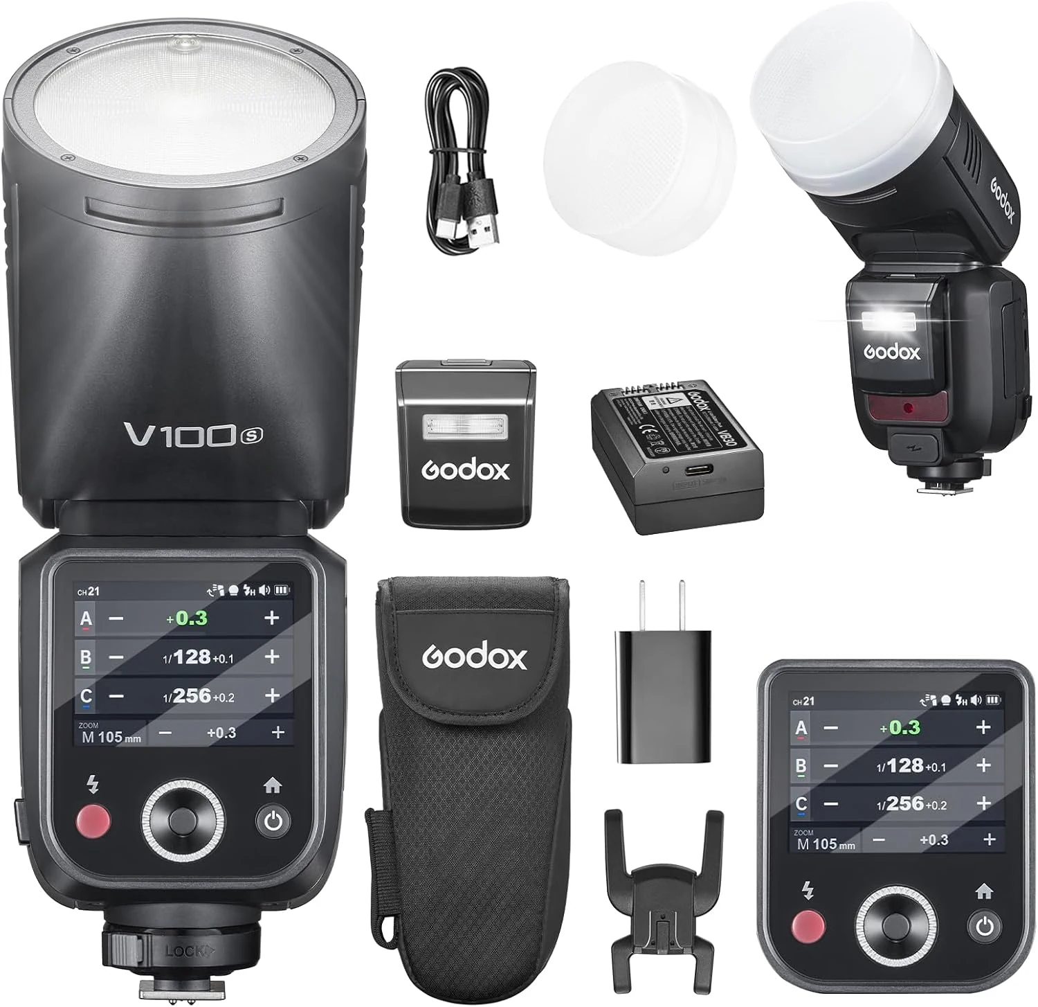 GODOX V100S U Flash V100-S USA 100w Round Head Touchscreen TTL Flash for Sony