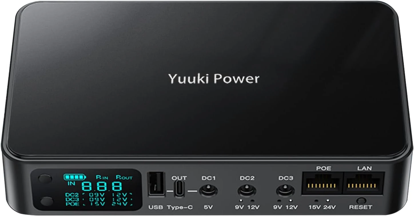 Yuuki Power Mini UPS for Wifi Router, USB 5V⎓3.6A DC UPS 12V⎓2A Battery Backup