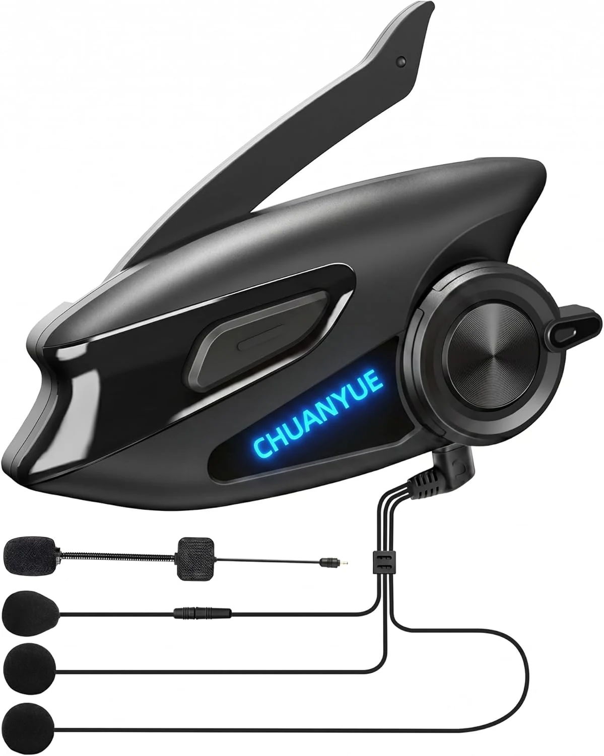 CHUANYUE Motorcycle Bluetooth Headset with 43mm Helmet Speakers, 2-Way Helmet Intercom (IP67)