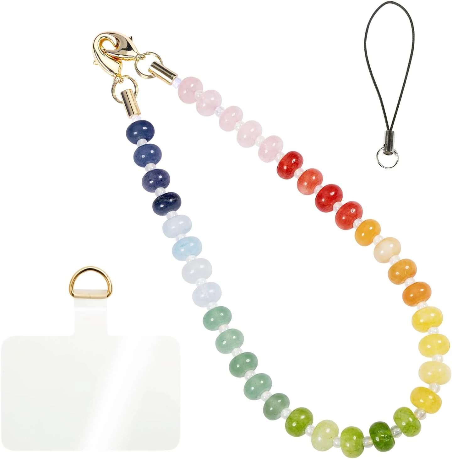 CH.yishi Handmade Natural Gemstone Crystal Beaded Charm Cell Phone Camera Lanyard, Hands-Free Wrist Strap