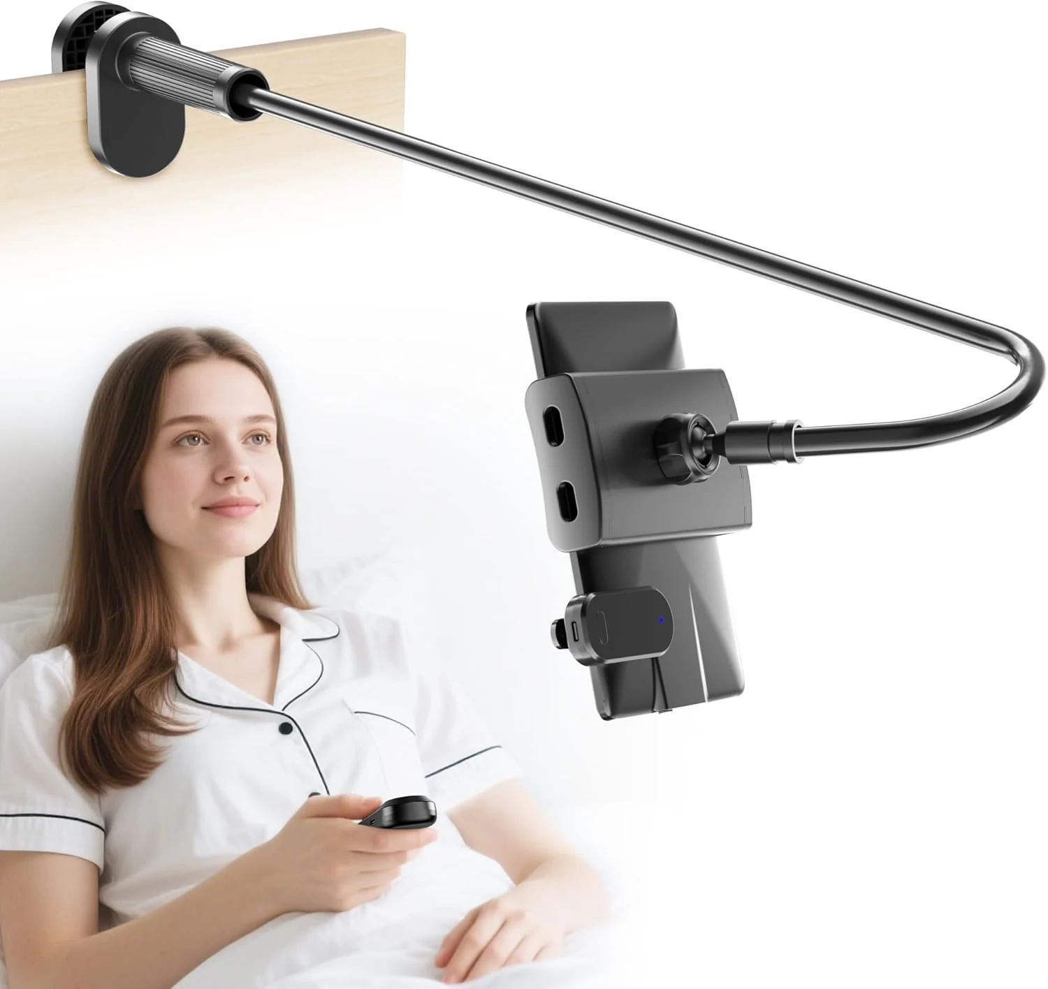 Kefotic Gooseneck Tablet Holder for Kindle Reading in Bed with Page Turner Remote