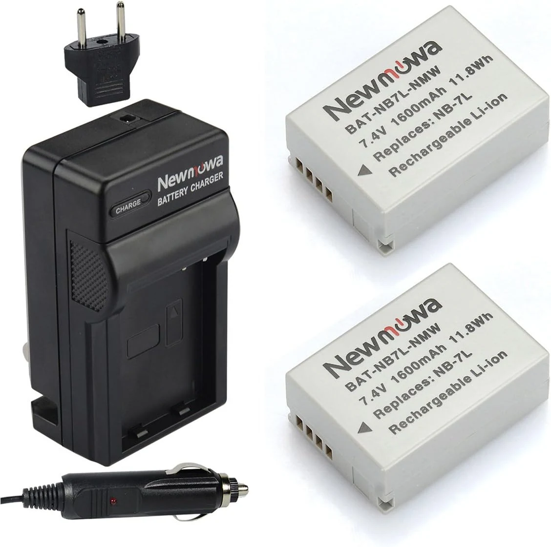 Newmowa NB-7L Replacement Battery (2-Pack) and Charger Kit for Canon