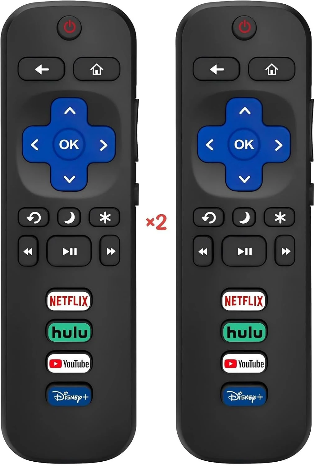 2-Pack Replacement Roku TV Remote, Compatible with TCL/Onn/Hisense/Sharp/Philips/Westinghouse/Insignia/Element Roku TVs