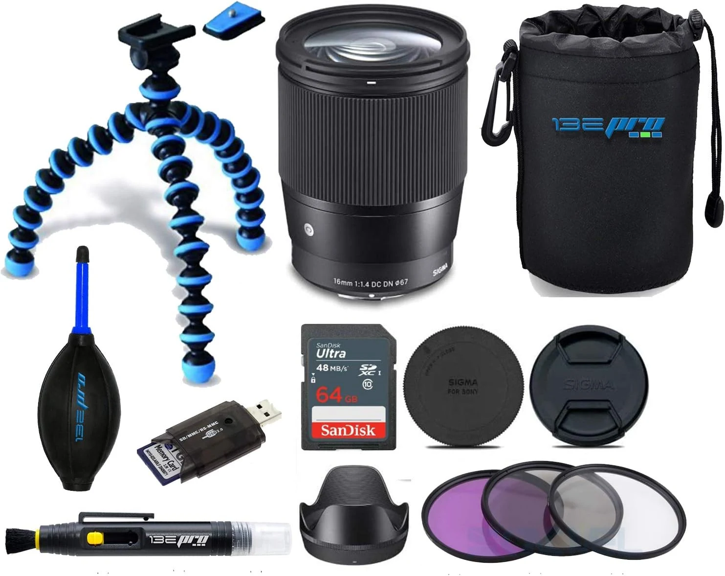 Sigma 16mm f/1.4 DC DN Contemporary Lens for Sony E - Buzz Advanced Accessories Bundle