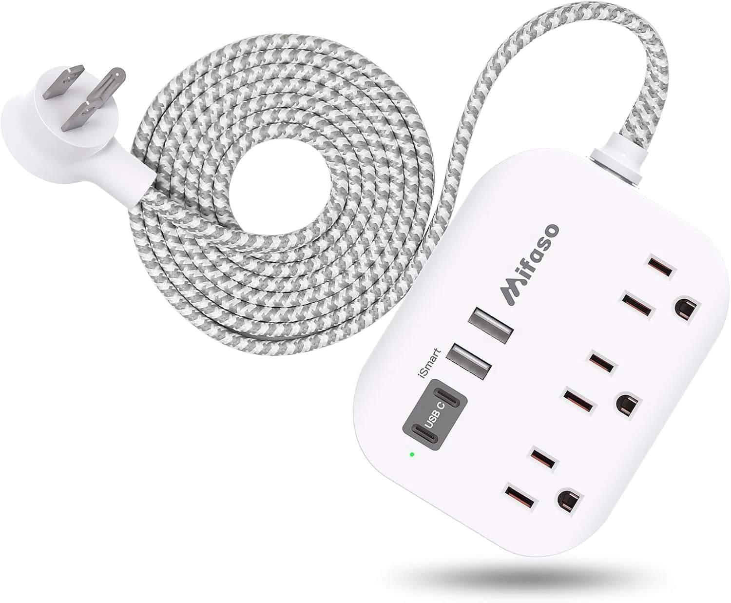 Mifaso Cruise Ship Essentials Power Strip with USB Ports (Flat 5Ft Extension Cord)