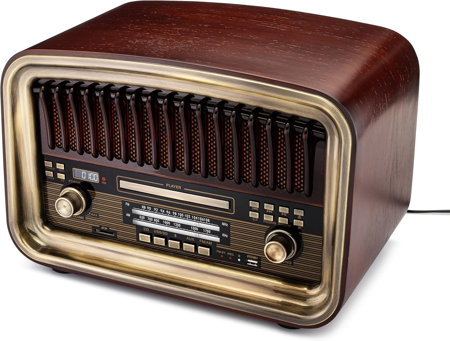 SoundBeast All-in-One AM/FM Radio with CD Player, Bluetooth Input, USB Playback & Recording, SD Card Playback, Aux Input