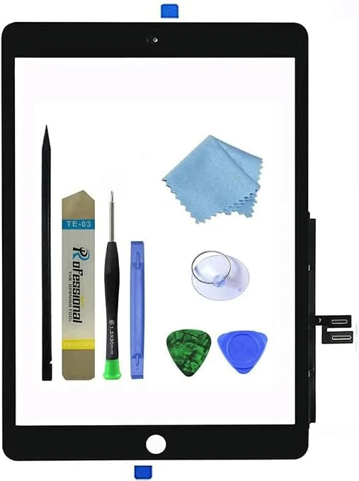 Touch Screen Digitizer for Black iPad 7/8 2019 2020 10.2-inch (A2197 A2198 A2200 A2428 A2429 A2430) Front Glass Assembly Replacement with Toolkit (Without Home Button)