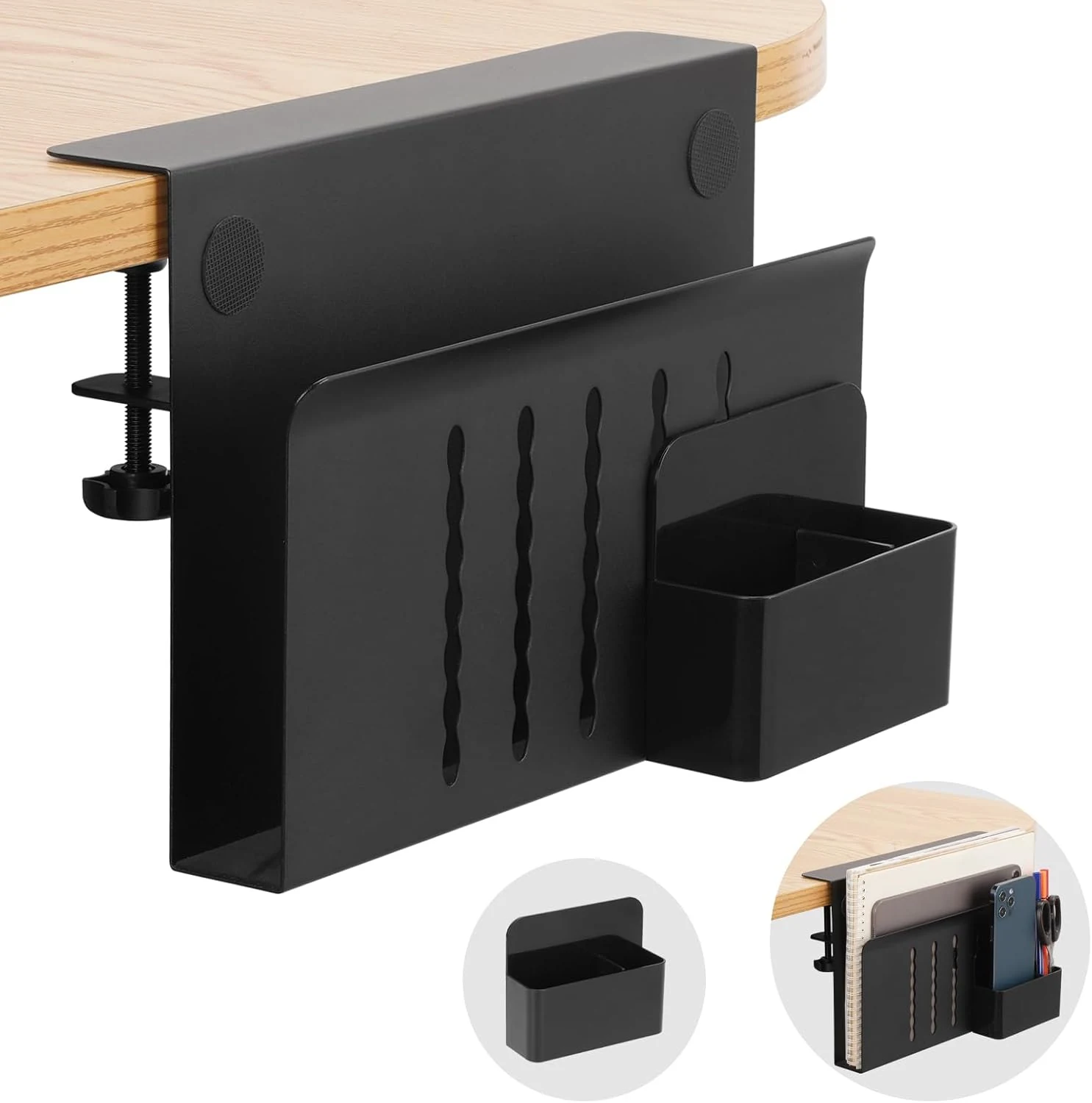 CIBOTIES desk side storage (under-desk laptop mount with hanging organizer)