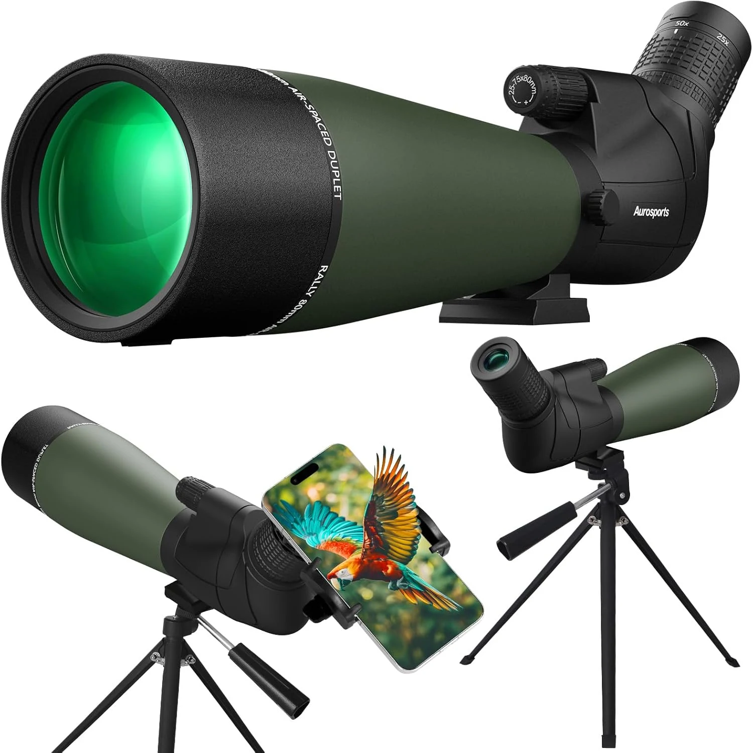 Aurosports 25-75X80 Spotting Scope with Tripod