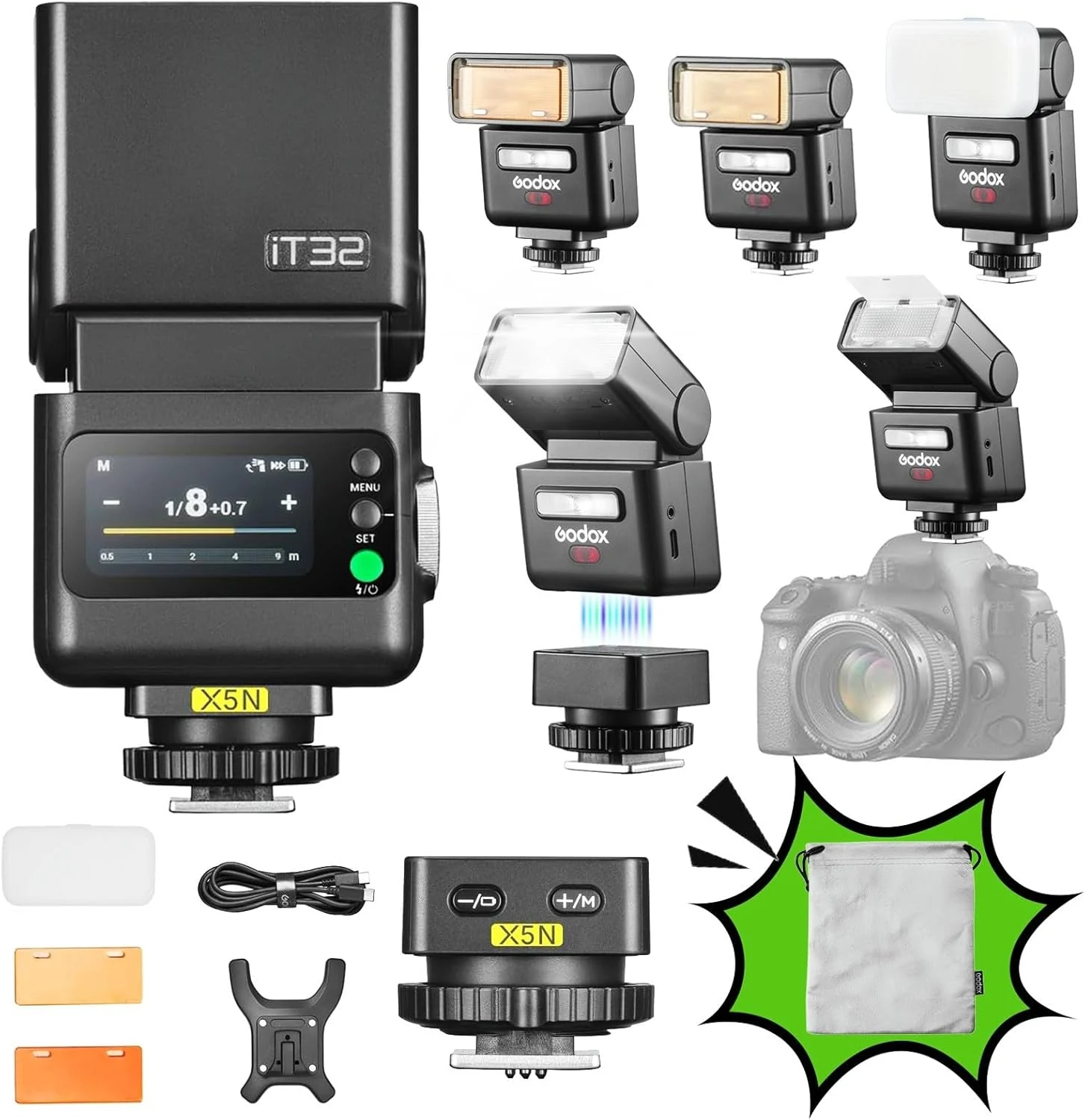 GODOX iT32 TTL Camera Flash with X5N Wireless Trigger for Nikon Camera