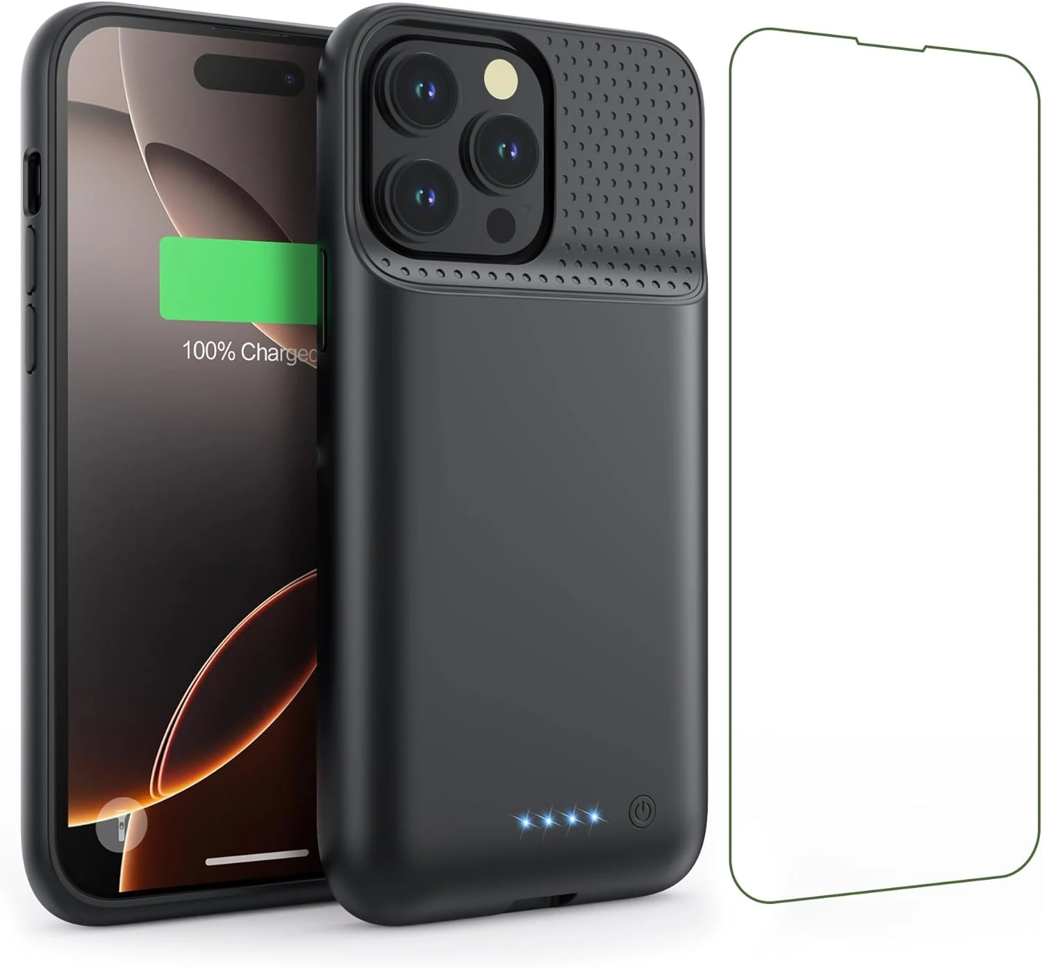 Feob Battery Case for iPhone 16 Pro Max,Ultra-Slim 8600mAh Portable Charger Cover 360°Protection Rechargeable Extended Battery Charging Case for iPhone 16 Pro Max-Black