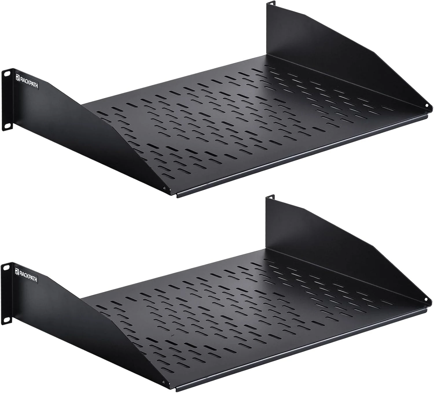 RackPath 2U Cantilever Universal Rack Shelf (14-inch Deep, 55 lb Capacity)