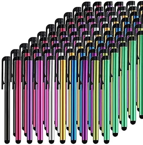 Stylus Pens for Touch Screens, 100 Pieces Universal Colorful Long Metal Stylists Pack for iPad, iPhone, Android, Galaxy, Chrome Book, Tablets