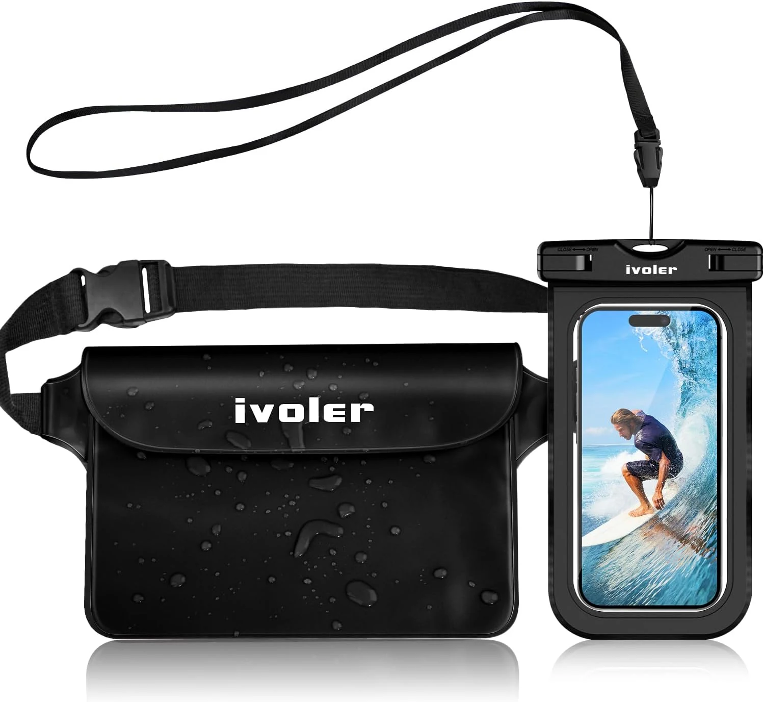 ivoler 2-Pack Waterproof Fanny Pack & Phone Pouch, Dry Bag