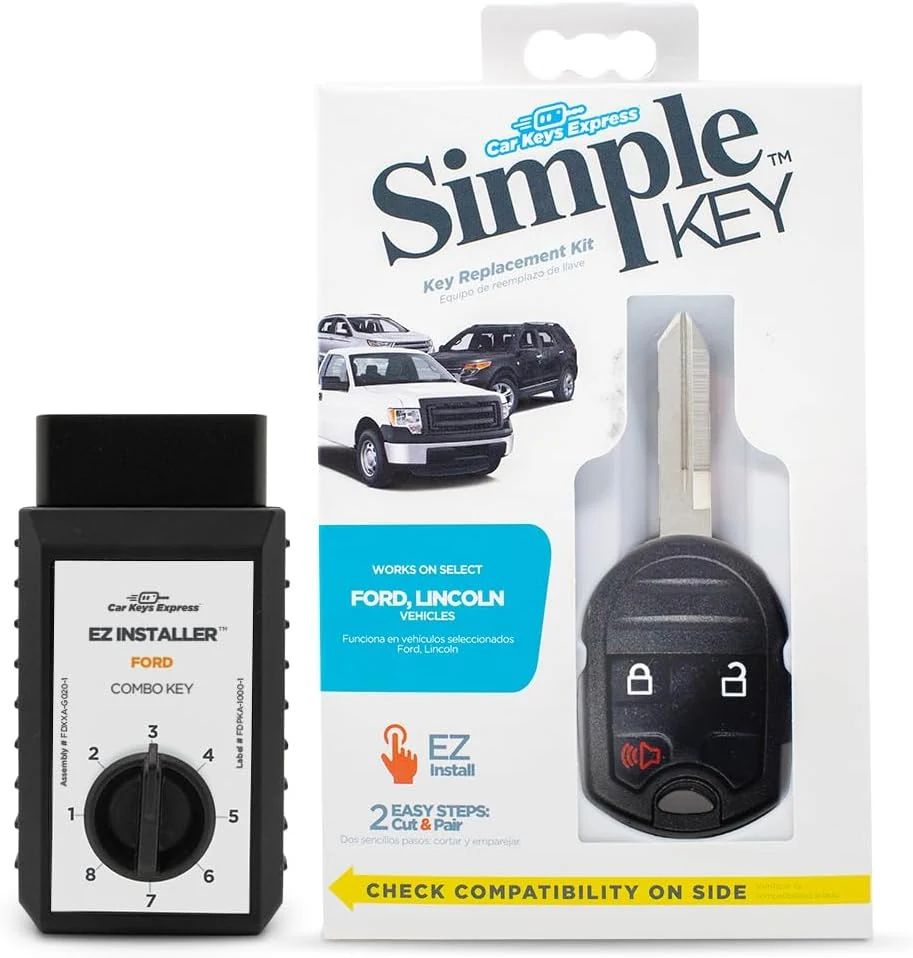 Simple Key, Key Fob and Key Programmer 3 Button Keypads, Key Replacement Remote Kit, Simple Key Programmer for Select Ford, Lincoln, Mercury, and Mazda Vehicles