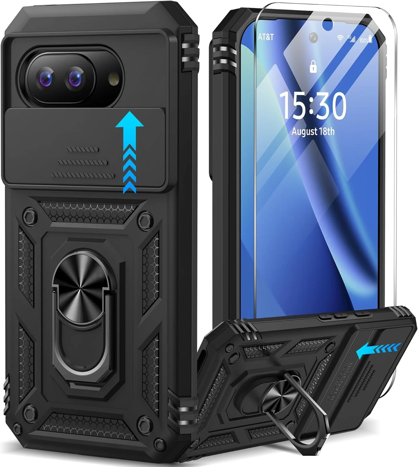 Taisairu for Google Pixel 10A Case with Screen Protector & Slide Camera Lens Cover