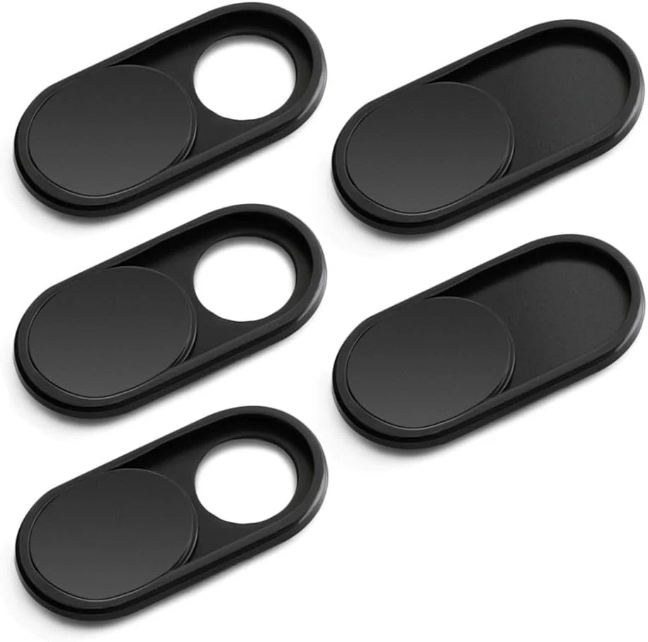 CloudValley Webcam Cover Slide, [5 Pack] 0.6mm-Thin Metal Web Camera Cover Sticker for MacBook Pro, MacBook Air, Laptop, iMac, PC, Surfcase, iPhone 8/7/6 Plus, Privacy Cover, Black-5 pcs