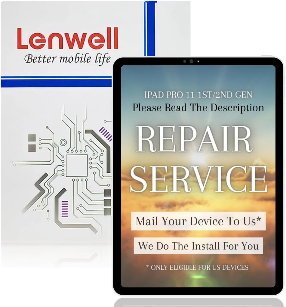 Mail-in Repair Service for iPad Pro 11 1st/2nd Gen Original OEM Screen Replacement Display Digitizer LCD Touch Assembly A1934 A1979 A1980 A2013/A2068 A2228 A2230 (Not DIY Kit)