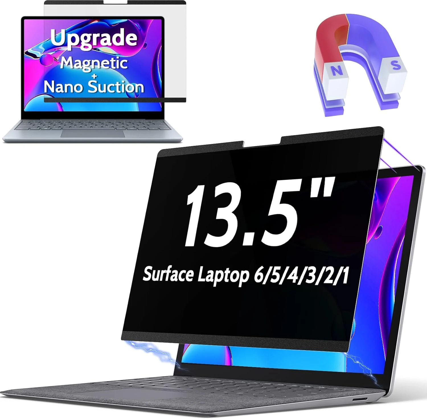 Peslv Magnetic Privacy Screen for Surface Laptop 6/5/4/3/2/1 13.5 Inch