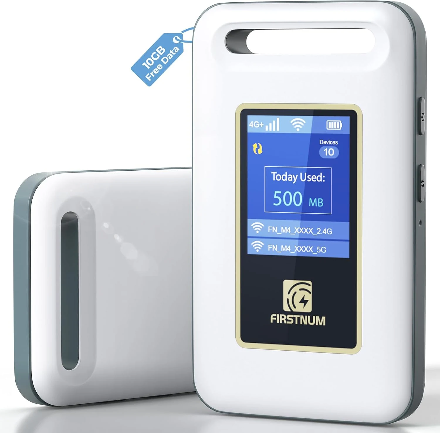 4G LTE Mobile Hotspot, Portable WiFi Hotspot for Travel, No SIM Card or Contract Required, Pocket WiFi Device for RV & Outdoor Use, Connect Up to 10 Devices, 10GB Free US Data