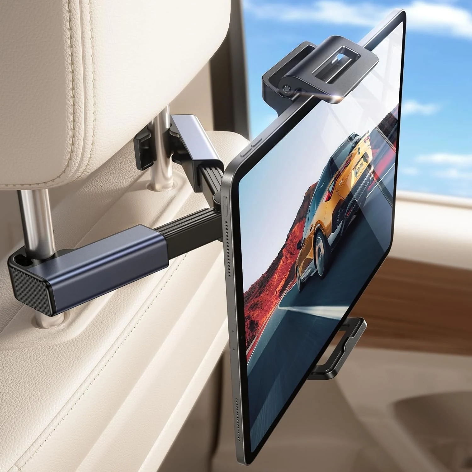LISEN iPad Car Holder Back Seat Headrest Tablet Holder, Road Trip Essentials Accessories for Women Men Kids Gifts, for Fire HD 2026 iPad Pro 11/13" Air Mini, iPhone, Galaxy Tab, 4.7-12.9" Devices