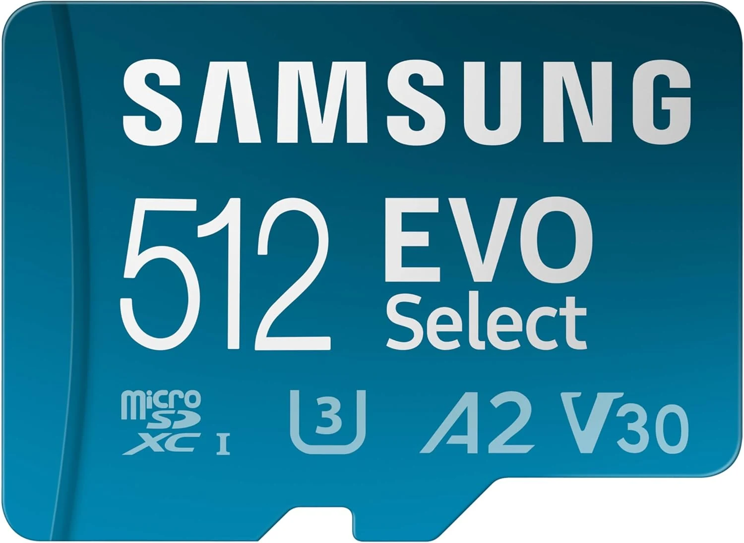 Samsung EVO Select microSDMemory Card + Adapter, 512GB microSDXC, Up-to 160 MB/s, 4K UHD, UHS-I, C10, U3, V30, A2 (MB-ME512SA/AM)