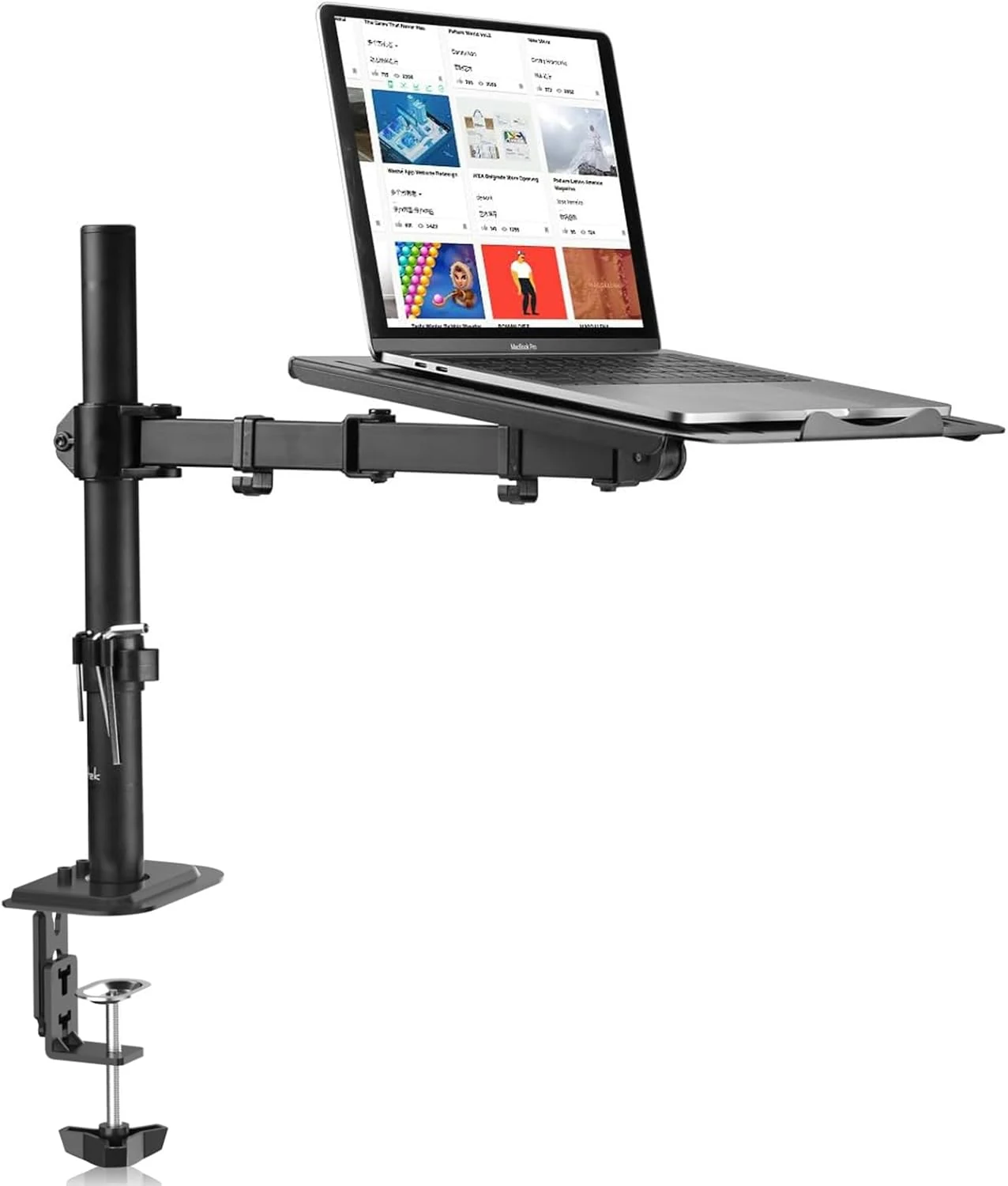 suptek Laptop Notebook Desk Mount Stand, Adjustable Single Monitor Laptop Arm Mount with Ventilated Tray