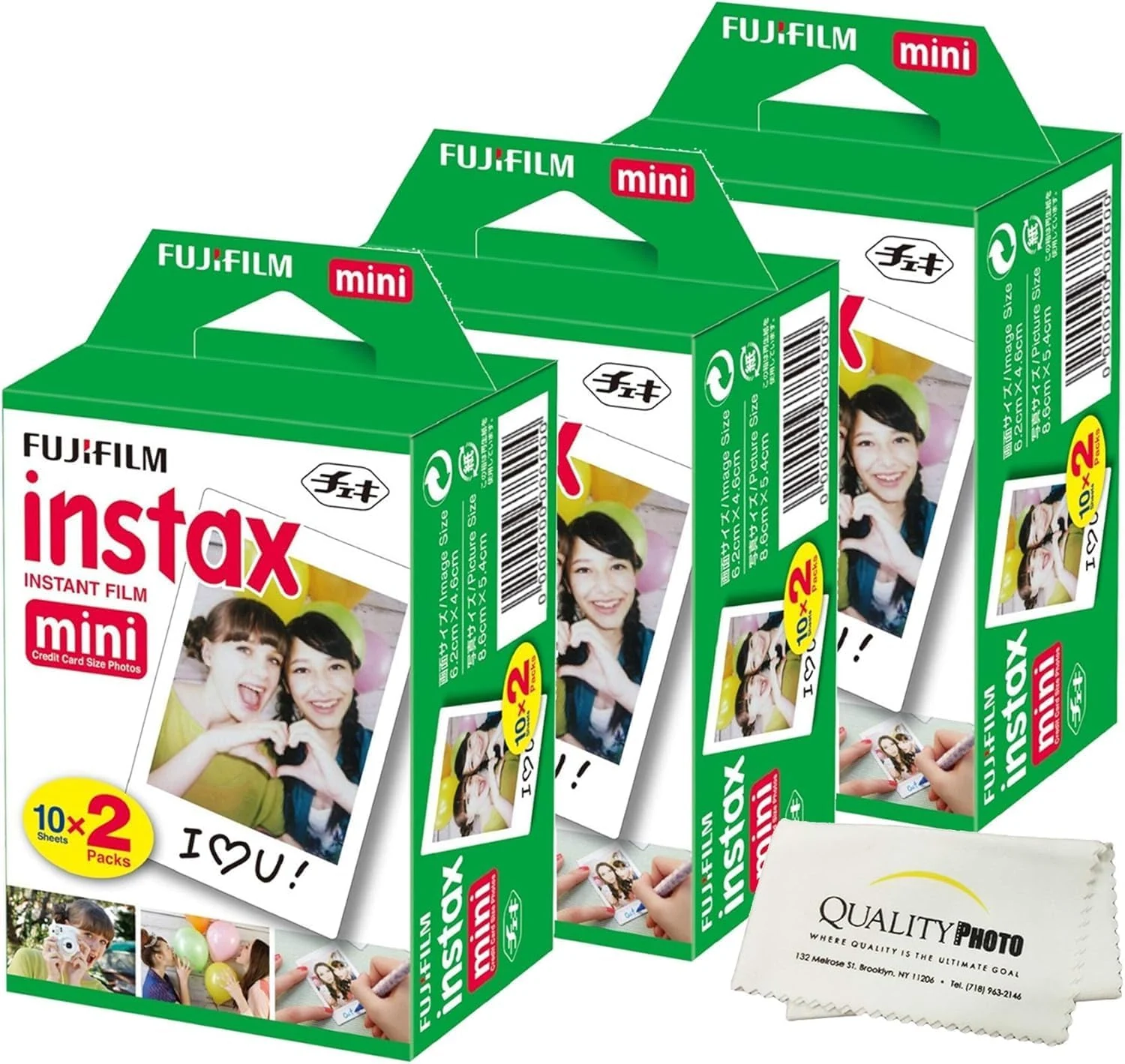 Fujifilm Instax Mini Film for All Mini Cameras + Quality Photo Cloth, 60 Sheets