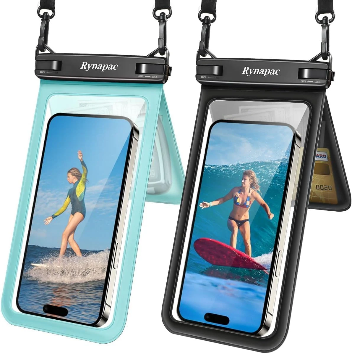 Rynapac IPX8 Waterproof Phone Pouch 2 Pack, [Up to 8.5'']