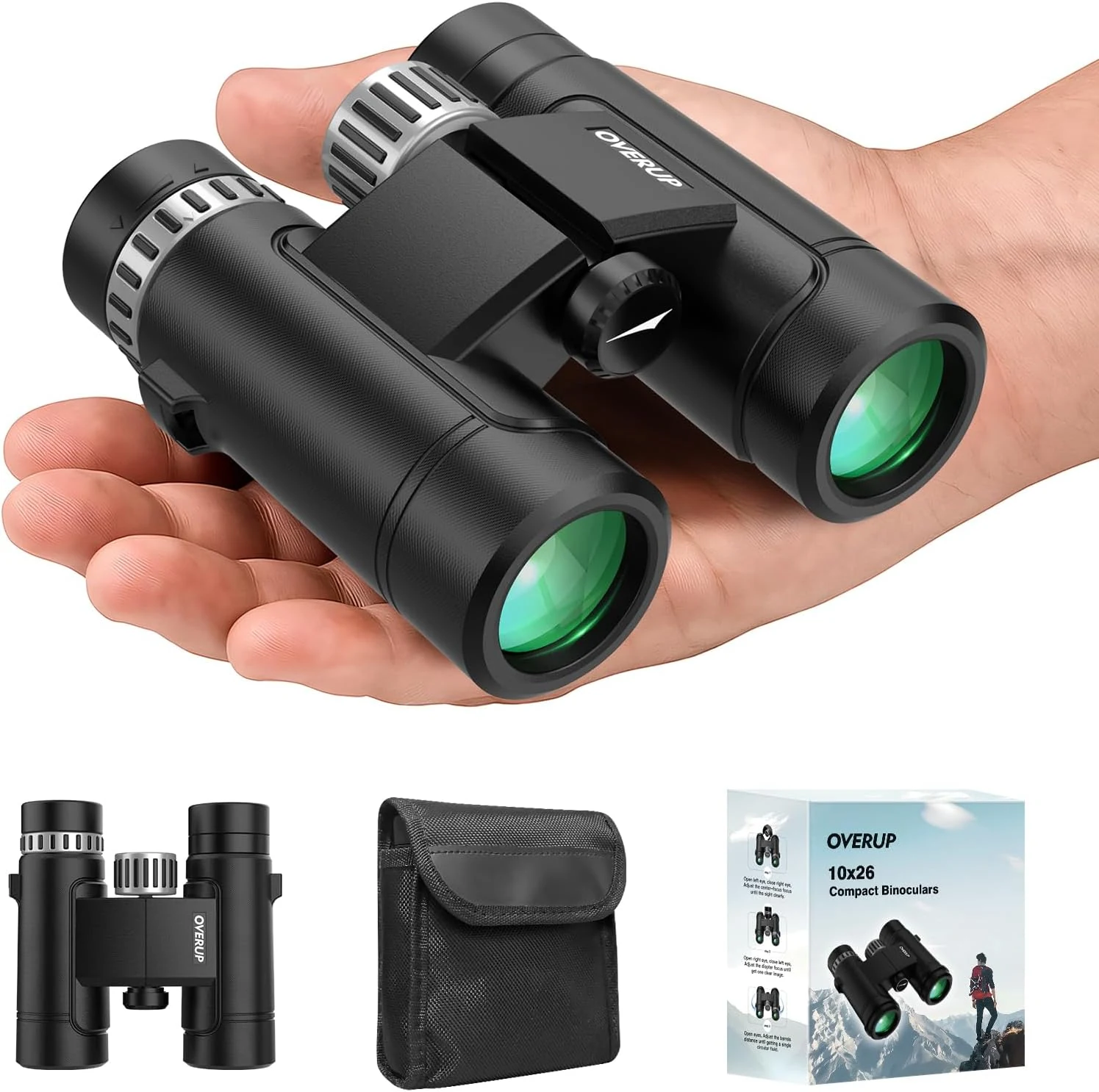 Honorace Compact Binoculars for Adults 10x26 High Powered (Pocket, Waterproof BAK4 FMC)