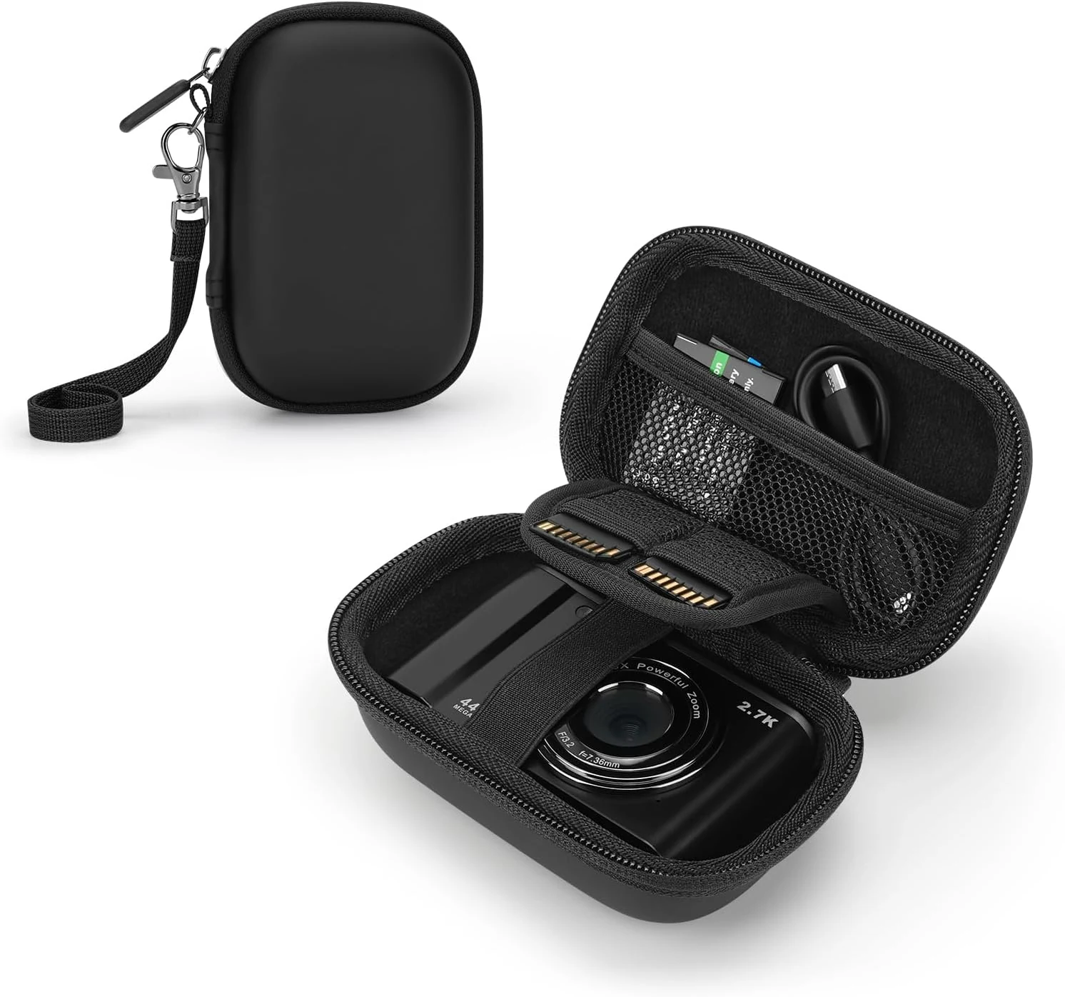 SQERO Camera Case for Digital Camera CAMKORY DC403 FHD 1080P/ KODAK PIXPRO FZ55/ FZ45/ STUOGYUM DC402-AF, SD Card Storage Travel Carry Case Bag (Black)