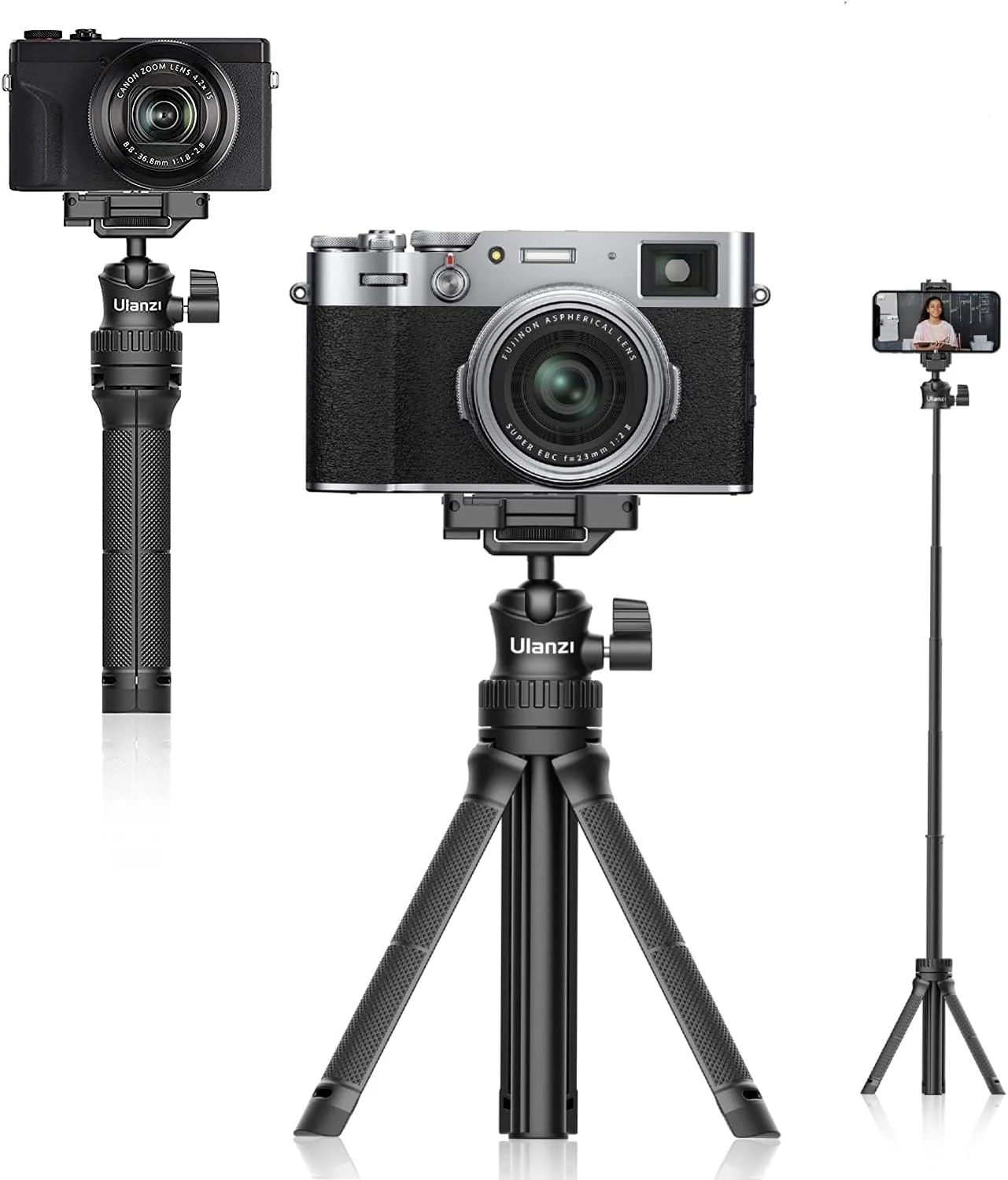 ULANZI Smartphone Tripod, MT-34 All-in-One Extendable Tripod with 360 Adjustable